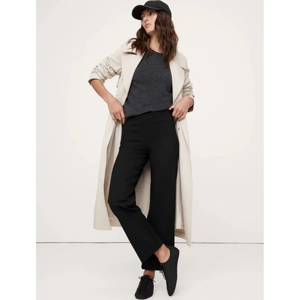 New Banana Republic Straight Everywhere Ponte Ankle Pants Black Petite Small NWT